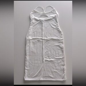 WHITE RIBBED BODYCON DRESS